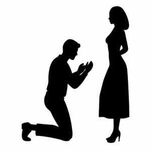A man kneeling down to a woman kneeling down and a woman kneeling ...