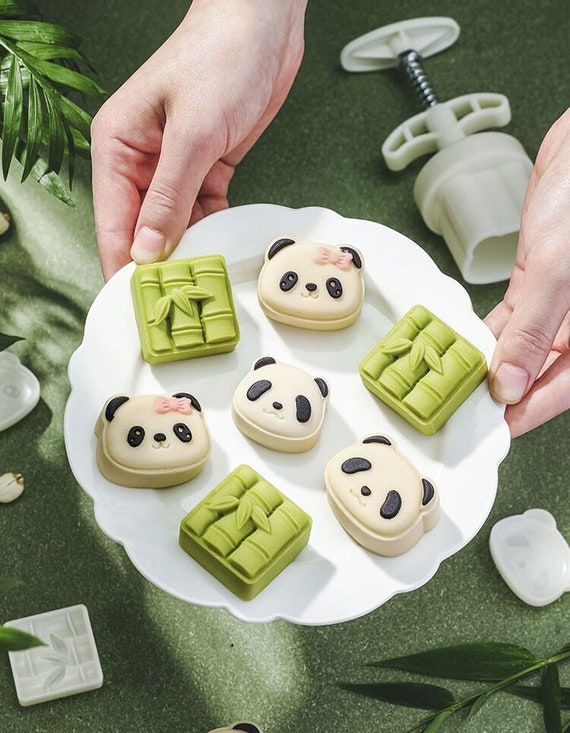 Panda Bamboo Mooncake Mold Cookie Stamp Mung Bean Cake Mold ...
