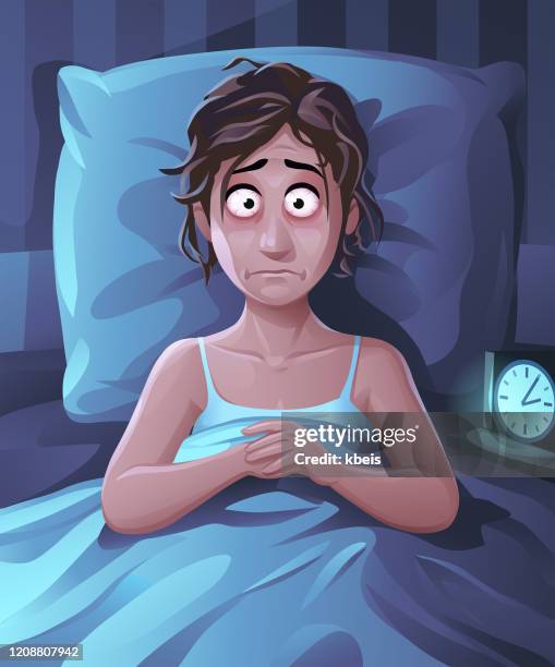 Sleepless Young Woman Lying In Her Bed High-Res Vector Graphic ...