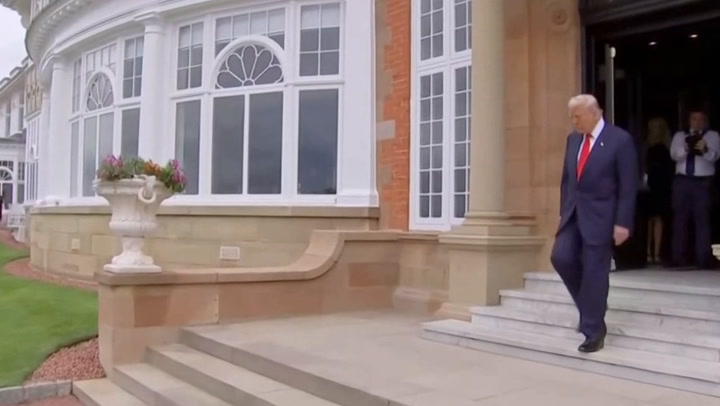Trump drowned out by bagpipes as US president greets Starmer ...