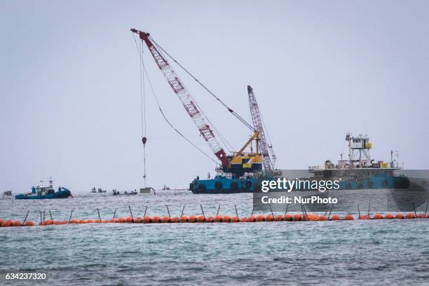 36 Workers Drop Concrete Blocks Into The Sea For The New U S ...