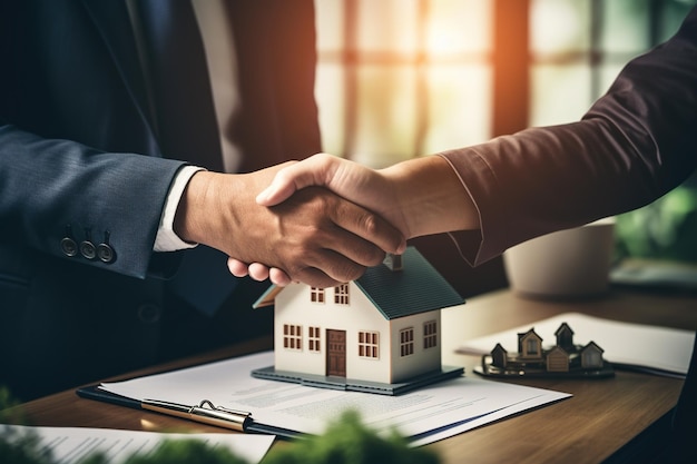 A real estate agent gives a sample home to the client along with ...