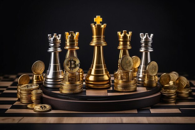 Crypto currency bitcoin with chess board play business strategy ...