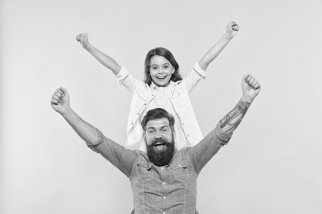 Father and happy little daughter having fun true happiness concept ...