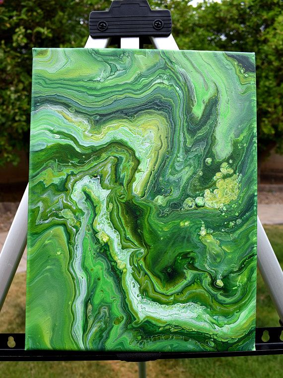 Green Fluid Original Painting Lime Green Painting Emerald -Fluid ...