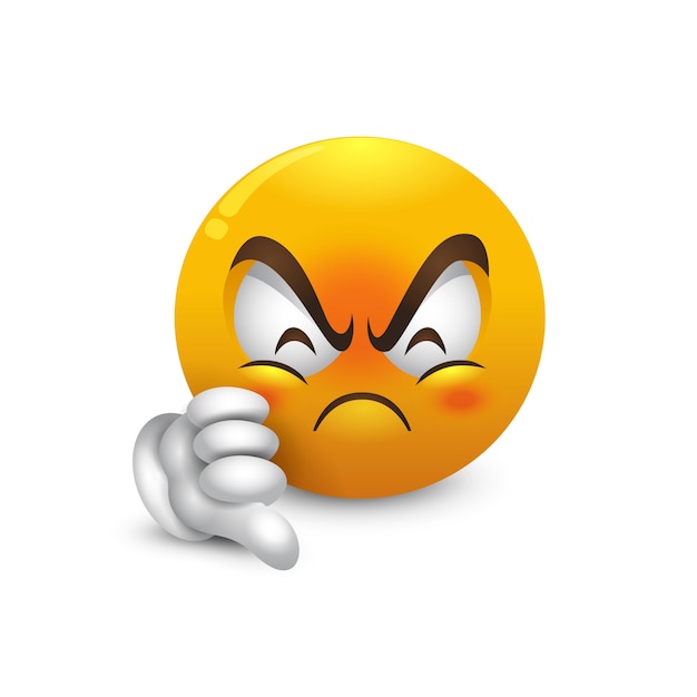 Hand drawn hate emoji illustration | Free Vector