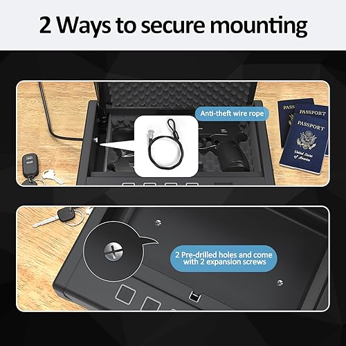 HARDROCK Gun Safe for Pistols, Biometric Wall Mounted Handgun Safe ...