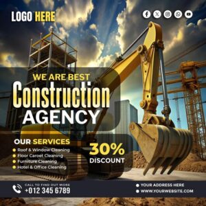 Professional construction banner copy space poster and flyer ...