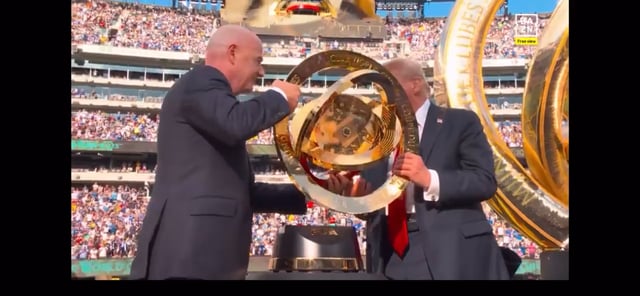 Trump forces himself into Chelsea's Trophy Lift : r/sports