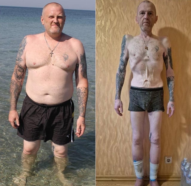 Ukrainian soldier Oleksandr Kiriyenko before and after release ...