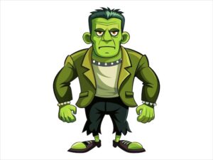 Green frankenstein monster isolated on a white background concept ...