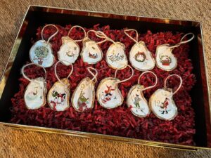 12 Days of Christmas Gift Set, Oyster Shell Ornaments With 12 Days ...
