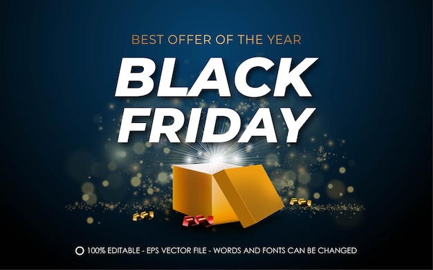 Editable text effect, black friday best offer style | Premium Vector