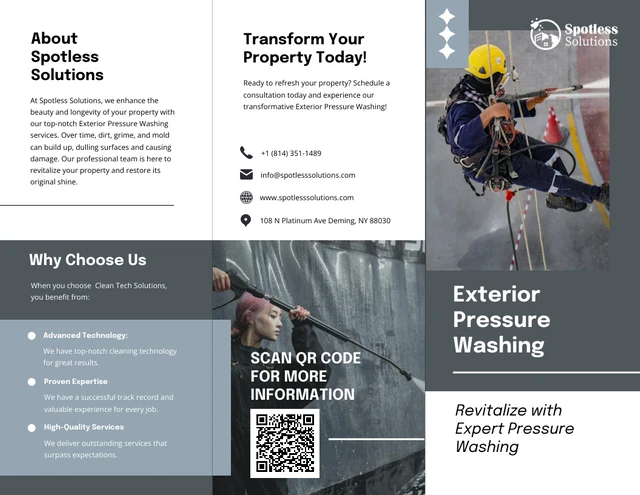 Exterior Pressure Washing Brochure Template - Venngage