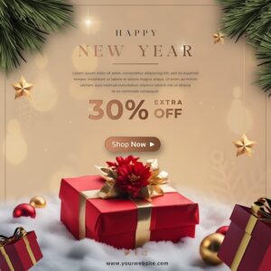 Happy new year elegant social media post design or banner template ...