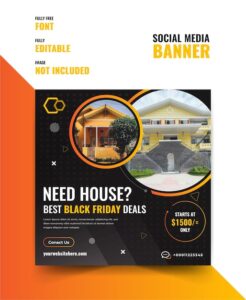 Social media black friday house sale banner template. | Premium Vector