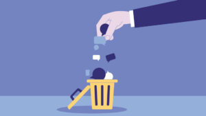 The chat bubble was thrown into the trash can