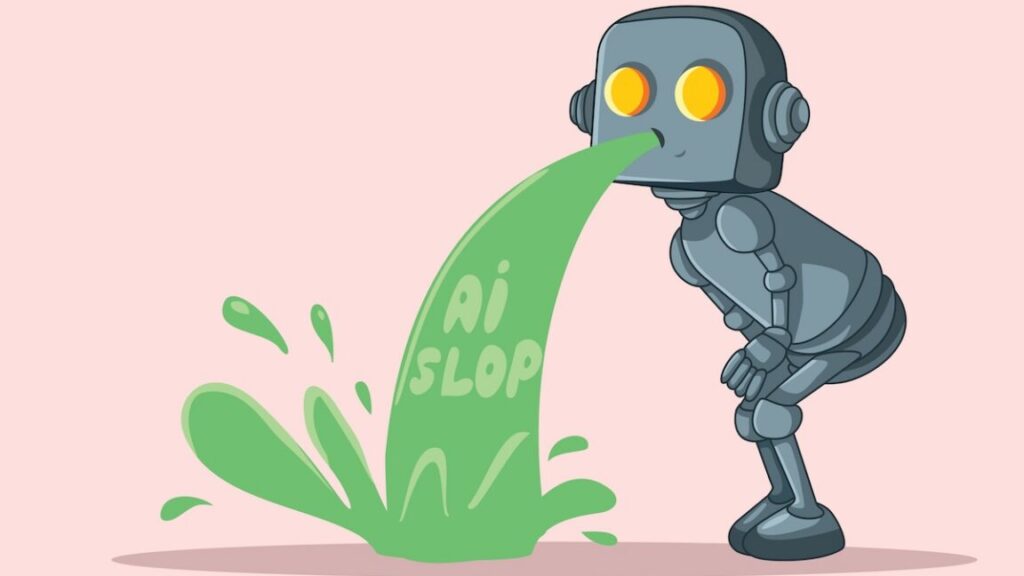 Robot Produces Ai Slop Vector Concept Illustration