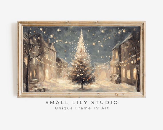 FRAME TV Art Christmas Tree in Village, Samsung Frame TV Art ...