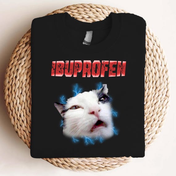 Ibuprofen Cat Meme Shirt, Funny Electro Shock Cat Tee, Viral Pain ...