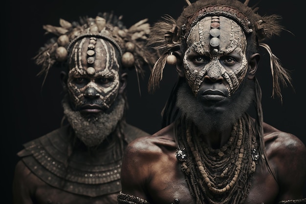 Portrait of asaro mudmen tribe in papua new guinea ai generated ...