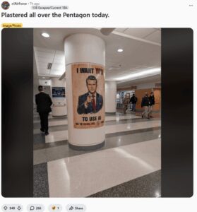 AI-generated Pete Hegseth posters in the Pentagon, encouraging ...