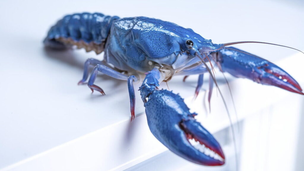 Blue crayfish isolated on white background
