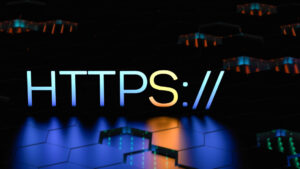 HTTPS concept with highlighted glowing S. HyperText Transfer Protocol Secure. Increasing the security of encryption. The concept of safe surfing on the net. 3D render.