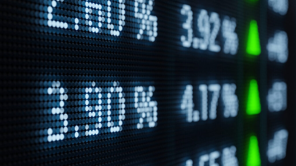 Bond market screen with rising yields and interest rates.