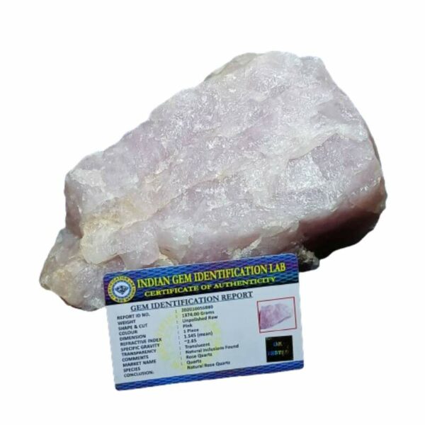 Abhimantrit Natural Rose Quartz Raw Stone (1.35KG) Certified ...