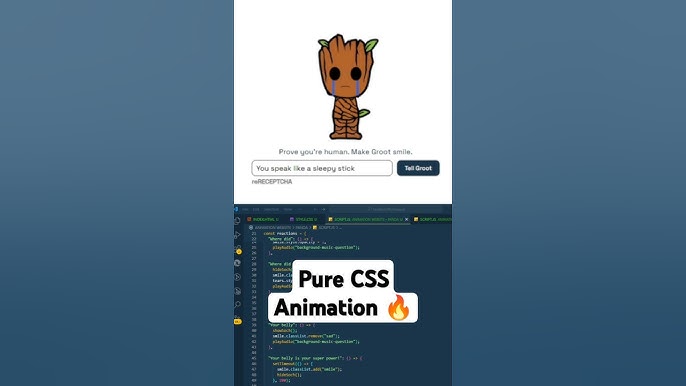 Make Groot Smile CAPTCHA CSS Animation - YouTube