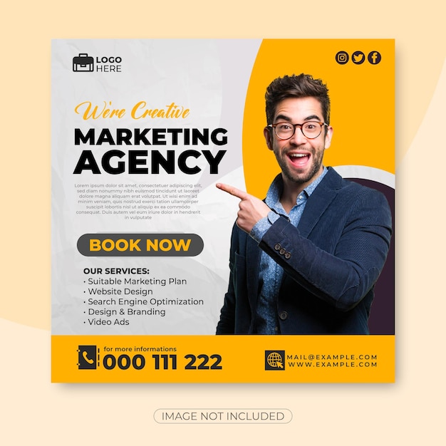 Marketing agency social media post, digital marketing web banner ...