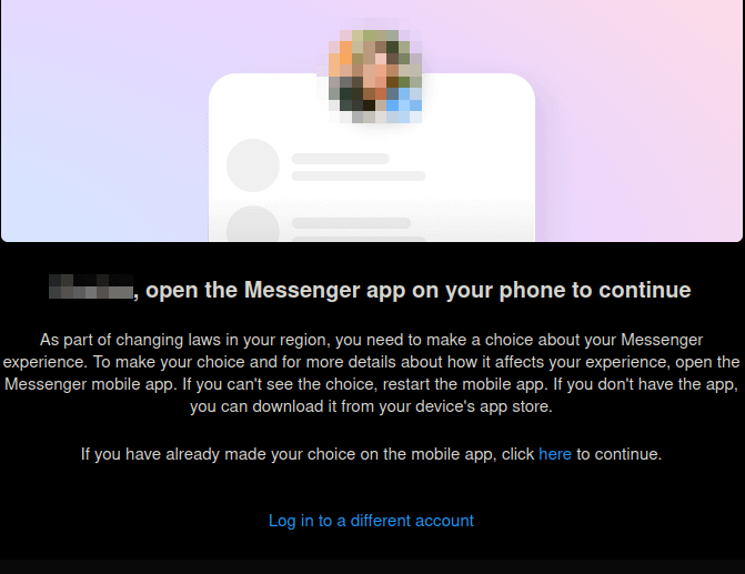 Messenger on web is asking me to download the app to make a choice ...