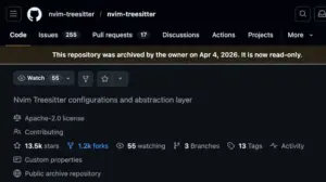 The nvim-treesitter repository was archived